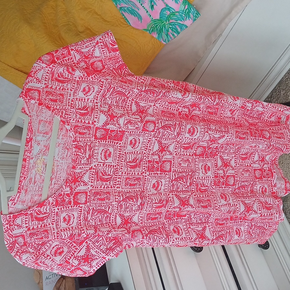 NWT Lilly Pulitzer Mitner Red and White Short Sleeve Top